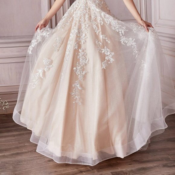 NEW WEDDING CHAMPAGNE BRIDAL A-LINE FORMAL EVENING LONG MAXI BALL GOWN cm320 - Picture 7 of 7